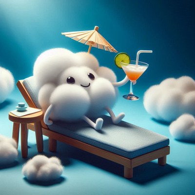 Cloud lounging with a cocktail