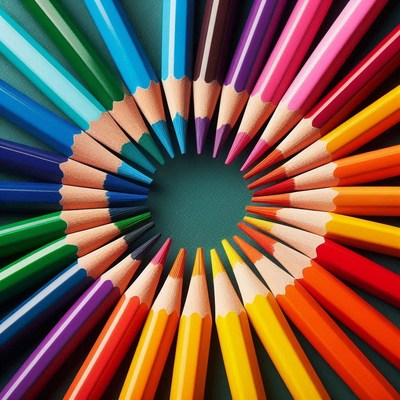 Colored pencils in a circle
