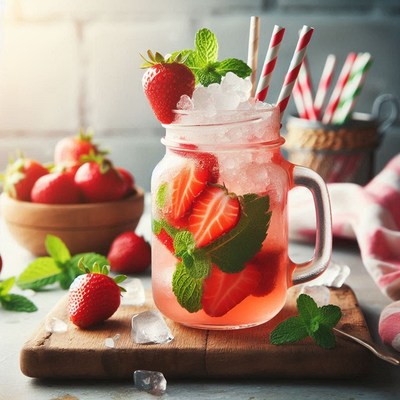 Strawberry mint iced drink