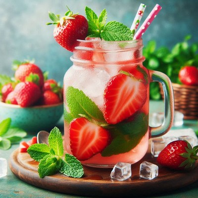 Strawberry mint infused water