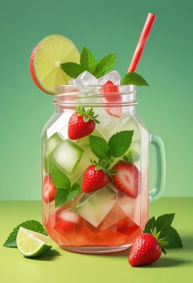 Strawberry lime mason jar drink