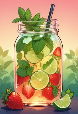 Strawberry lime infused water