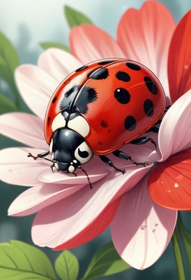 Ladybug on a flower petal