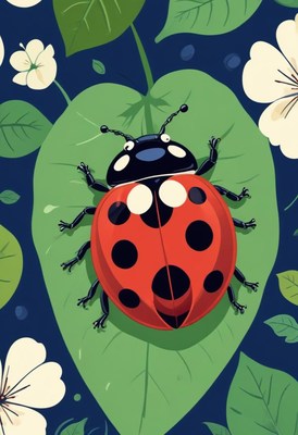 Ladybug on green leaf