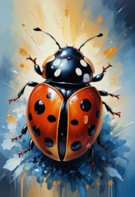 Ladybug on a blue flower