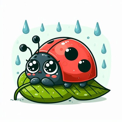 Cute ladybug in the rain
