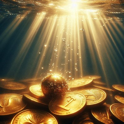 Underwater gold coins and orb