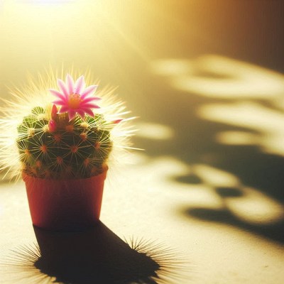 Blooming cactus in sunlight