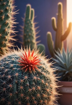Blooming cactus in sunlight