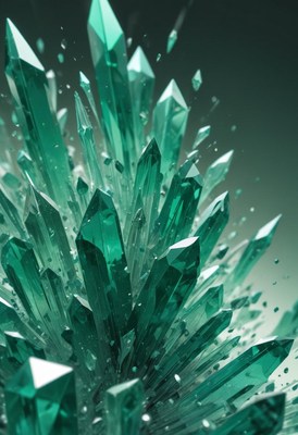 Green crystal cluster close-up