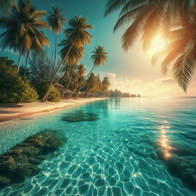 Tropical beach sunset