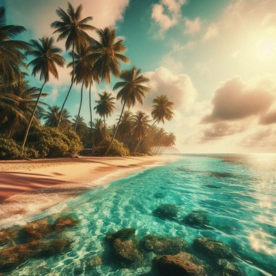 Tropical beach at sunset