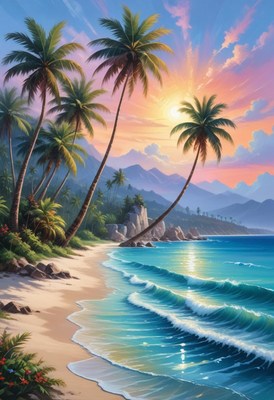 Tropical beach sunset