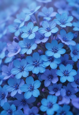 Blue flowers blooming close up