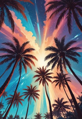Palm trees at sunset