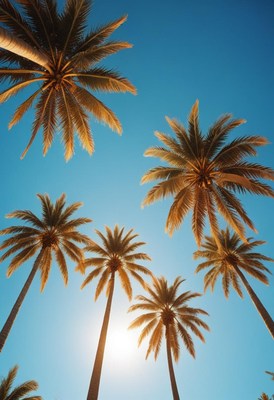 Palm trees against blue sky