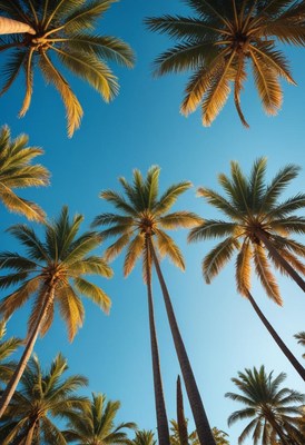 Palm trees against blue sky