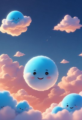 Smiling clouds in a sunset sky