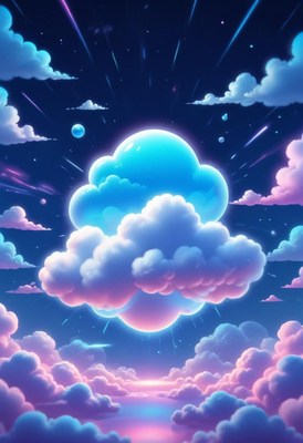 Glowing cloud in a night sky