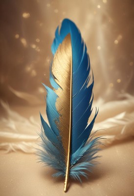 Blue and gold feather