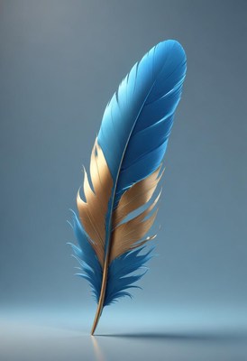 Blue and gold feather