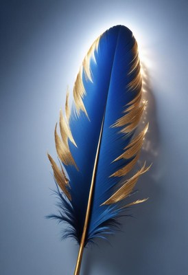 Blue and gold feather