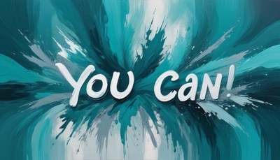 Teal and white you can graphic