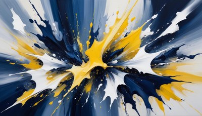 Blue, yellow, and white abstract painting