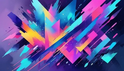Abstract geometric design with colorful strokes