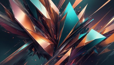 Abstract copper and teal geometric shapes