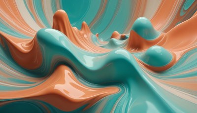 Abstract teal and orange swirls