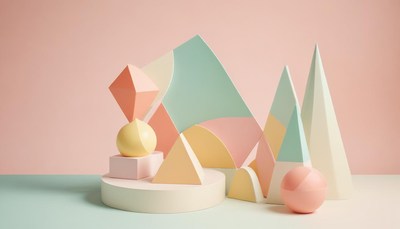 Geometric shapes on pastel background