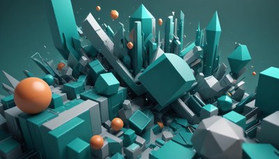 Abstract teal geometric shapes