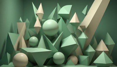 Green and beige geometric shapes