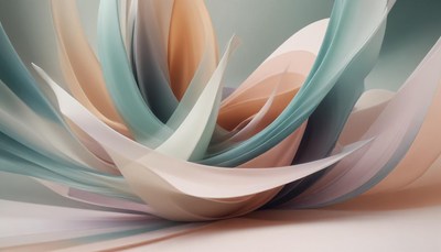Abstract teal and peach fabric swirls