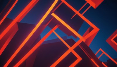 Red neon lines against blue sky