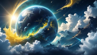 Planet above cloudscape