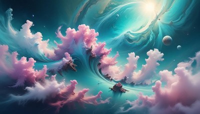 Whirlwind of clouds in fantasy sky