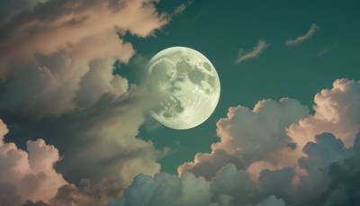 Full moon over clouds