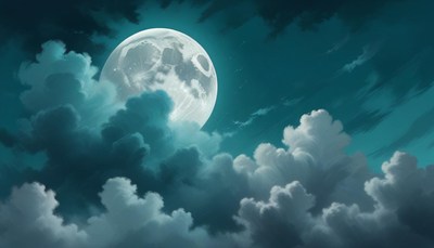 Full moon over clouds at night