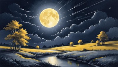 Full moon over a river