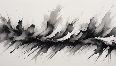 Black ink wave abstract art