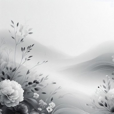 Black and white floral landscape