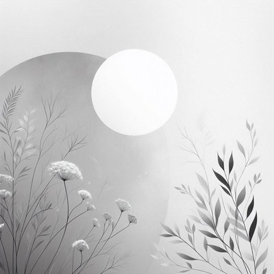 Black and white moonlit meadow