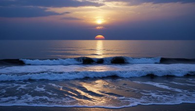 Ocean sunrise with waves