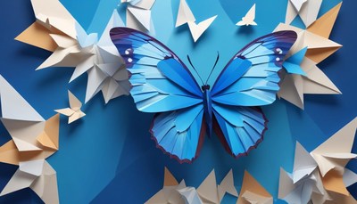 Paper butterfly among stars