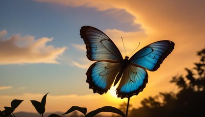 Butterfly at sunset