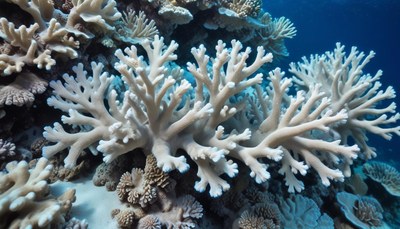 Bleached coral reef closeup