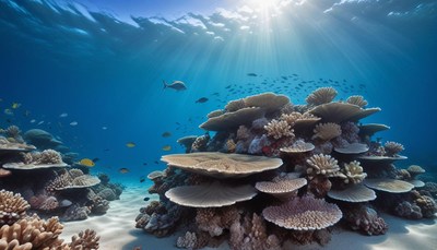 Sunlight through coral reef