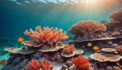 Coral reef underwater scene